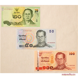 100, 50 Y 20 BAHT TAILANDESES EN ALTO GRADO