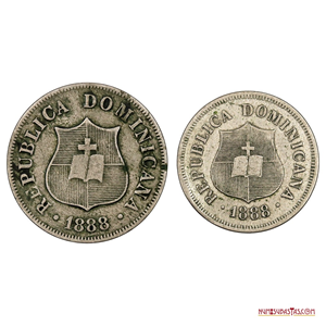 SET CON LAS MONEDAS DE 1 ¼ Y 2 ½ CENTAVOS DOMINICANOS DEL AÑO 1888