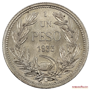 HERMOSO PESO CHILENO DE 1933 EN ALTO GRADO DE CONSERVACIÓN