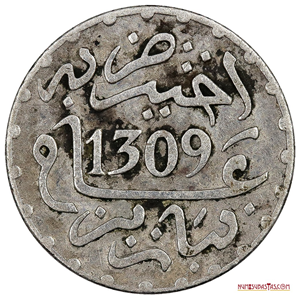 1/2 DIRHAM MARROQUÍ DE PLATA DEL AÑO 1891