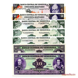 LOTE DE 7 BILLETES DE VENEZUELA EN ALTO GRADO DE CONSERVACIÓN
