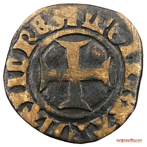 DOBLE MITÉ DE FLANDES A NOMBRE DE FELIPE II ACUÑADO ENTRE LOS AÑOS 1384 Y 1404