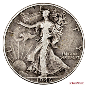 MONEDA DE PLATA DE LA LIBERTAD CAMINANDO: ½$ DE 1946