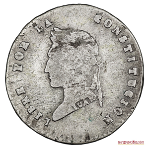 1/2 SOL DE PLATA 1856 BUSTO DE BOLÍVAR