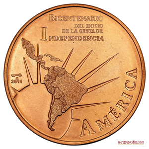 GRAN MONEDA DE 1 PESO CUBANO BICENTENARIO DE LA GESTA DE LA INDEPENDENCIA, 2011