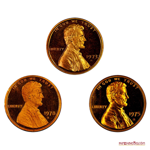 3 LINCOLN CENT PROOF 1973 S, 1975 S Y 1978 S