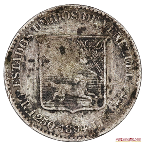 MEDIO O 25CTS DE PLATA DEL AÑO 1894