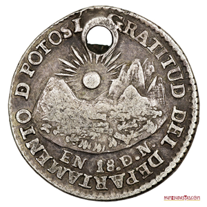 PROCLAMA DE 1 SOL DE PLATA DE 1841 DE POTOSÍ AL DEFENSOR DE LA INDEPENDENCIA NACIONAL