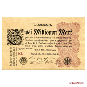 BILLETE DE 2.000.000 DE MARCOS ALEMANES DE 1923 EN ALTO GRADO DE CONSERVACIÓN