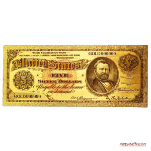 REPLICA EN ORO DEL CERTIFICADO DE PLATA DE 5$ DE 1886