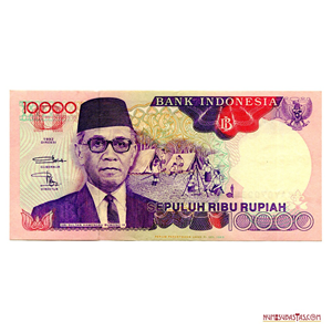 ESCASO BILLETE DE INDONESIA DE 10.000 RUPIAS DEL AÑO 1992