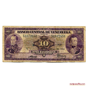 BILLETE DE 10BS DE MAYO-24-1956 SERIE S7