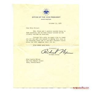 CARTA FIRMADA POR RICHARD NIXON EN 1960