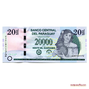 BILLETE DE 20.000 GUARANÍES DE PARAGUAY EN ALTO GRADO DE CONSERVACIÓN