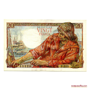 BILLETE DE 20 FRANCOS FRANCESES DE 1949 EN BUEN GRADO DE CONSERVACIÓN