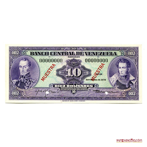 MUESTRA DEL BILLETE DE 10BS DE SEPTIEMBRE-18-1979 