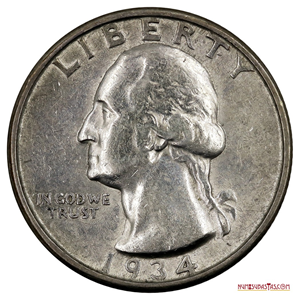 ¼$ DE PLATA DE 1934 EN ALTO GRADO DE CONSERVACIÓN VARIANTE “HEAVY MOTTO”