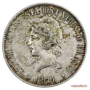 2.000 REIS DE PLATA DE BRASIL ACUÑADOS EN EL AÑO 1911