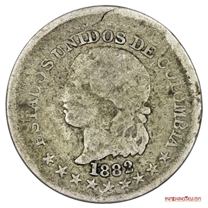 MONEDA DE PLATA DE 5 CENTAVOS COLOMBIANOS DEL AÑO 1882