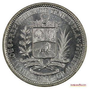 EL ÚLTIMO 2BS DE PLATA ACUÑADO EN EL AÑO 1965