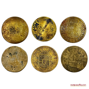 6 FALSIFICACIONES DE ÉPODA DE 2 REALES PROVINCIALES 1701-1738