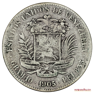 2BS DE PLATA DEL AÑO 1905, VARIANTE 5 INCLINADO