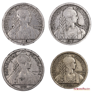LOTE DE 20 CENTIMES COLONIALES DE LA INDOCHINA FRANCESA