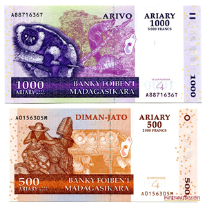 1.000 Y 500 ARIARY DE MADAGASCAR, 2004