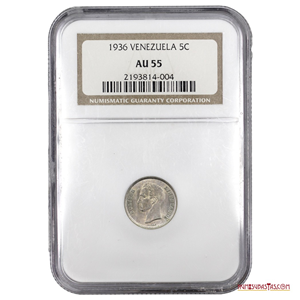 MEDIO O 25CTS DE PLATA DE 1936 ENCAPSULADO NGC AU55