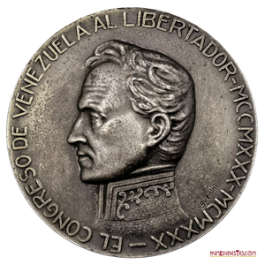 MEDALLA DEL CONGRESO EN PLATA, CENTENARIO DE LA MUERTE DEL LIBERTADOR