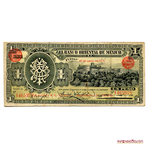BILLETE DE EMERGENCIA EMITIDO EN PUEBLA EN EL AÑO 1914