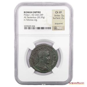 SESTERCIO DE FILIPO I “EL ARABAE” ACUÑADO ENTRE EL 244 Y 249 DC, IMPERIO ROMANO