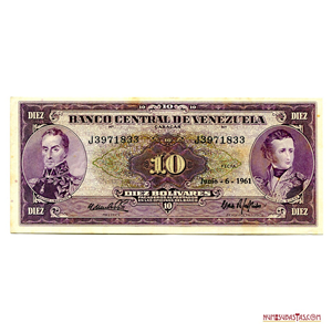 BILLETE DE 10BS DE JUNIO-6-1961 SERIE J7