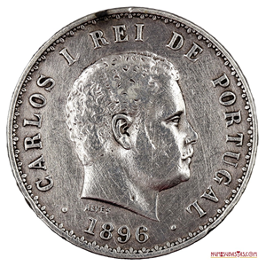 MONEDA DE PLATA PORTUGUESA DE 500 REIS CON FECHA 1896