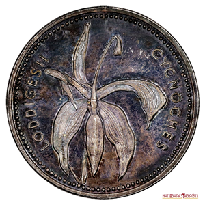 BELLA MEDALLA DE PLATA PURA ORQUÍDEAS DE VENEZUELA CYCNOCHES LODDIGESII