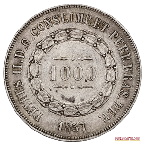 1.000 REIS DE PLATA DE BRASIL DEL AÑO 1857