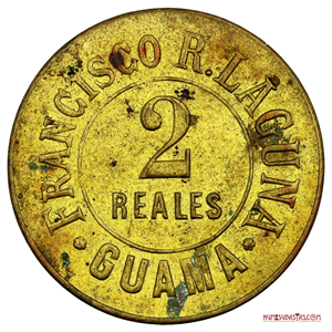 FICHA DE 2 REALES DE GUAMA, FRANCISCO R. LAGUNA