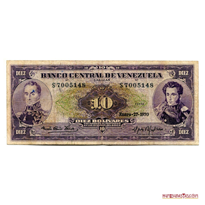 BILLETE DE 10BS DE ENERO-27-1970 SERIE S7