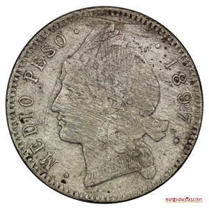 MONEDA DE 1/2 PESO DOMINICANO DEL 1897