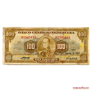 BILLETE DE 100BS DE AGOSTO-8-1957 SERIE H7
