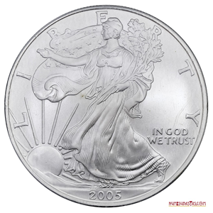 1$ 2005, 1 ONZA DE PLATA PURA SELLADA EN BLÍSTER