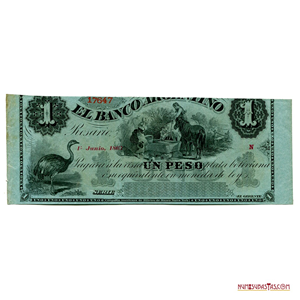 1 PESO EN PLATA BOLIVIANA DE 1867 DEL BANCO ARGENTINO