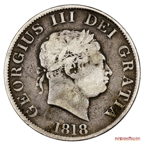 MONEDA DE ½ CROWN BRITÁNICA DEL AÑO 1818, ESCASA