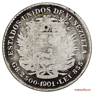 ESCASO REAL O 50CTS DE PLATA DEL AÑO 1901