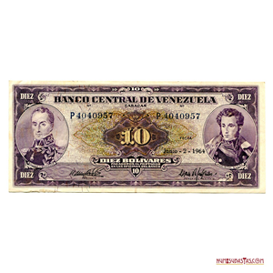 BILLETE DE 10BS DE JUNIO – 2 – 1964 SERIE P7