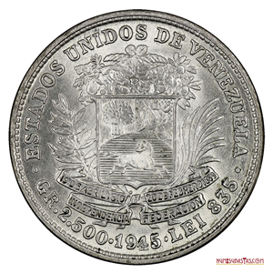 HERMOSO REAL DE PLATA DE 1945 FLOR DE CUÑO