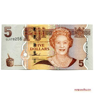 HERMOSO BILLETE DE 5$ DE FIJI CON EL BUSTO DE ELIZABETH II