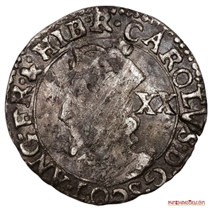 ESCASO 20 PENIQUES DE ESCOCIA, ACUÑADO EN EDIMBURGO ENTRE 1637-1642