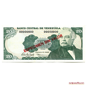 ESPECIMEN SIN VALOR DE 20BS DE FEBRERO-10-1998