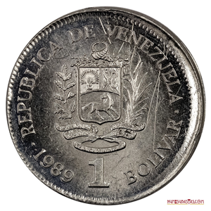 BOLÍVAR DE 1989 CON ERROR DE DESCENTRADO, EN ALTO GRADO DE CONSERVACIÓN